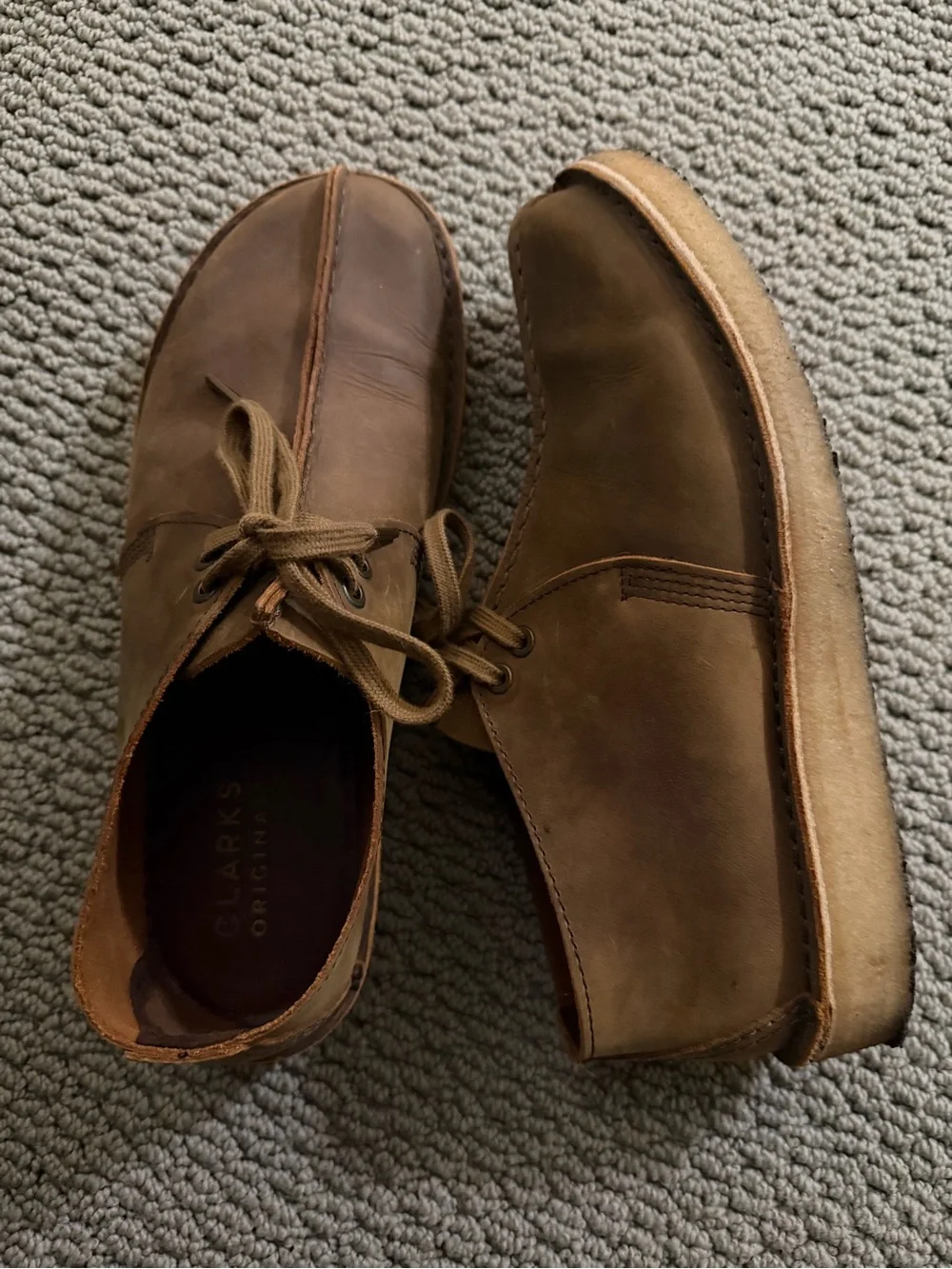 Clarks Brown Leather Lace-Up Boots